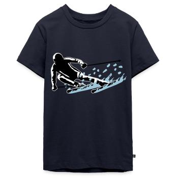 Skifahren - flotter Skifahrer und Schnee - Teenager Premium Bio T-Shirt - Navy - Vorne - AI Model Teenager Male light (155cm)