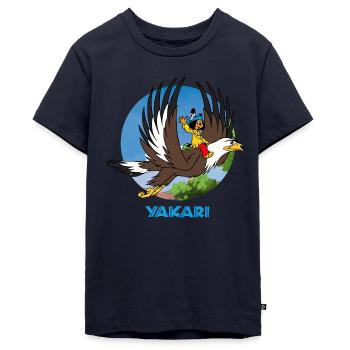 Yakari auf dem Adler - Teenager Premium Bio T-Shirt - Navy - Vorne - AI Model Teenager Male light (155cm)