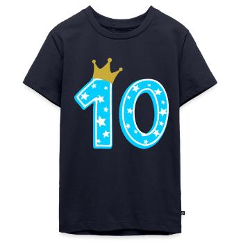 10 Krone 10. Geburtstag 10 Jahre - Teenager Premium Bio T-Shirt - Navy - Vorne - AI Model Teenager Male light (155cm)
