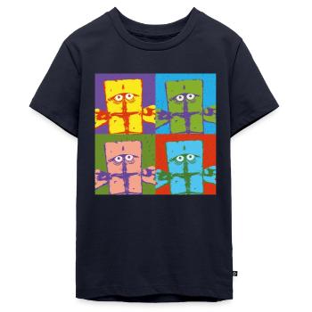 Bernd Das Brot Pop-Art Buntes Design - Teenager Premium Bio T-Shirt - Navy - Vorne - AI Model Teenager Male light (155cm)