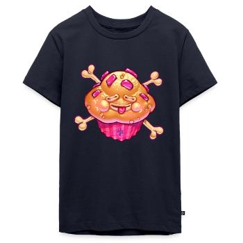 Muffin heureux - T-shirt Premium bio Ado - bleu marine - Devant - AI Model Teenager Male light (155cm)