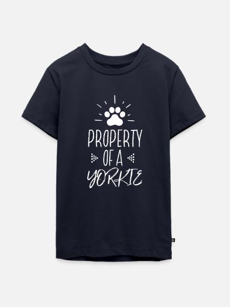 Eigentum eines Yorkie - Teenager Premium Bio T-Shirt - Navy