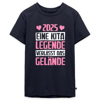 Eine Kita Legende Kita Abgänger 2025 - Teenager Premium Bio T-Shirt - Navy - Vorne - AI Model Teenager Male light (155cm)