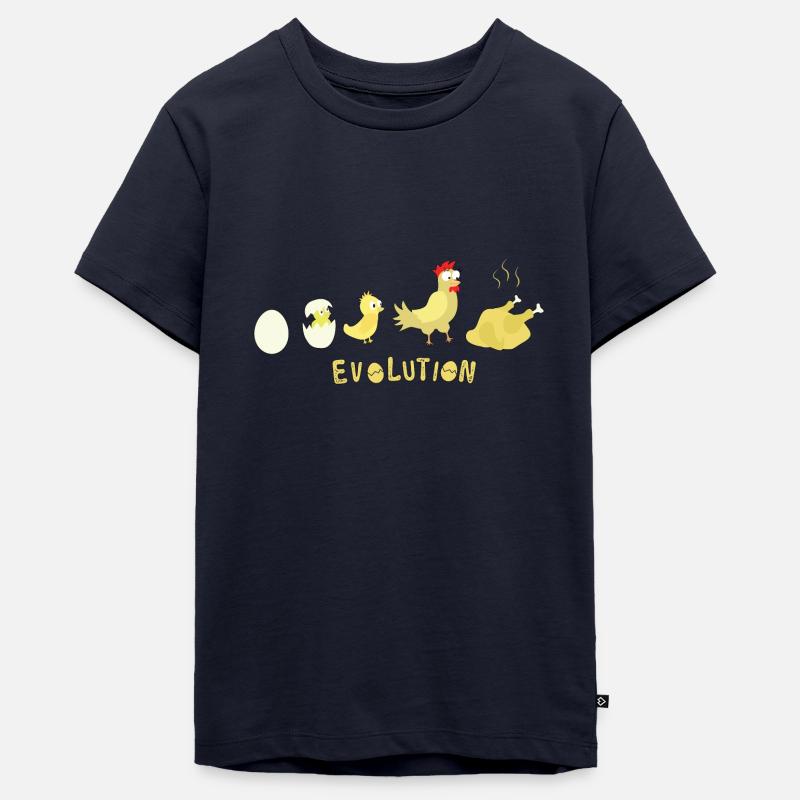 Evolution Oeuf Poulet Rôti Poulet BBQ Barbecue - T-shirt Premium bio Ado - bleu marine
