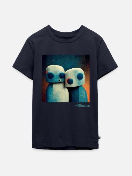 Faules Roboterpaar kuschelt - Teenager Premium Bio T-Shirt - Navy