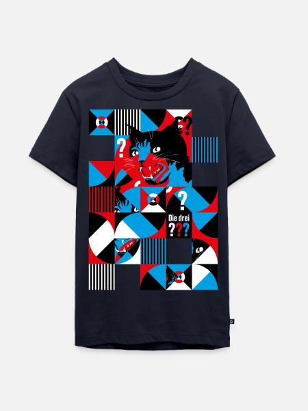Die Drei ??? Abstraktes Katzen-Design - Teenager Premium Bio T-Shirt - Navy