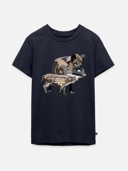 Wildschwein - Teenager Premium Bio T-Shirt - Navy