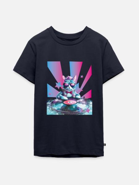 DJ Mix, Ai Katze - Teenager Premium Bio T-Shirt - Navy