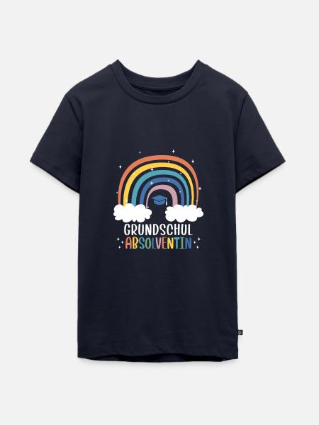 Grundschulabsolventin Abschied Grundschule Rainbow - Teenager Premium Bio T-Shirt - Navy