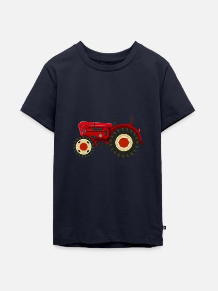 Retro Oldtimer-Traktor rot - Teenager Premium Bio T-Shirt - Navy