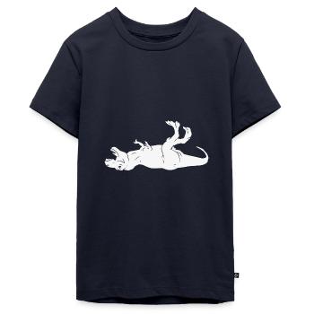 Dino auf dem Rücken - Teenager Premium Bio T-Shirt - Navy - Vorne - AI Model Teenager Male light (155cm)