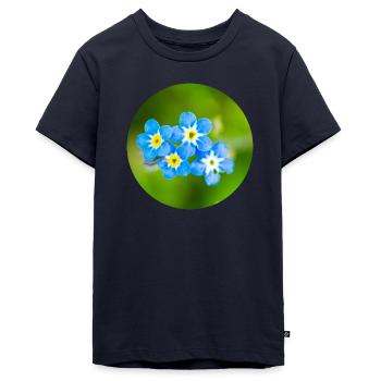 Groupe de fleurs en bleu - T-shirt Premium bio Ado - bleu marine - Devant - AI Model Teenager Male light (155cm)