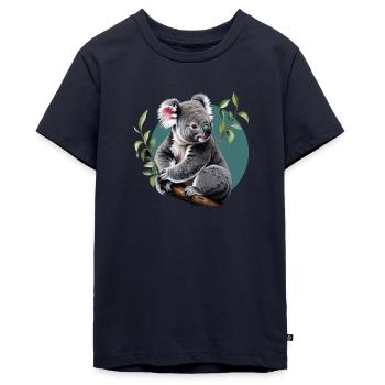 süßer Koala auf einem Baum - Teenager Premium Bio T-Shirt - Navy - Vorne - AI Model Teenager Male light (155cm)