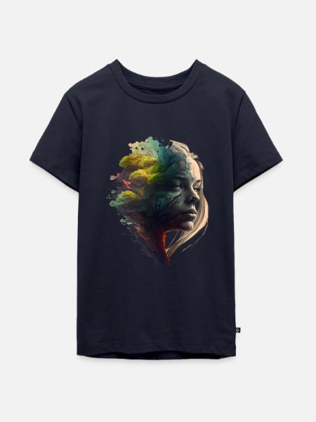 Rainbowtree-Nature-Girl - Teenager Premium Bio T-Shirt - Navy