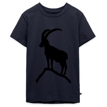 Steinbock auf Berg Felsen - Teenager Premium Bio T-Shirt - Navy - Vorne - AI Model Teenager Male light (155cm)