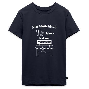 15 Jahre in einer Firma - Teenager Premium Bio T-Shirt - Navy - Vorne - AI Model Teenager Male light (155cm)