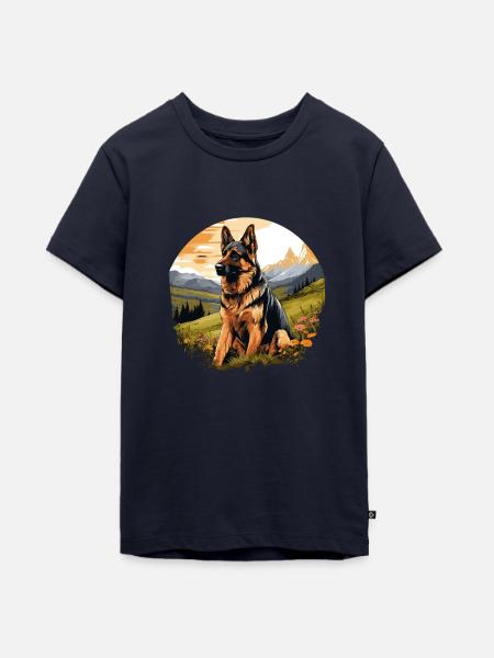 Hund Schäferhund - Teenager Premium Bio T-Shirt - Navy