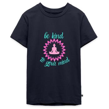 Achtsamkeit - Teenager Premium Bio T-Shirt - Navy - Vorne - AI Model Teenager Male light (155cm)