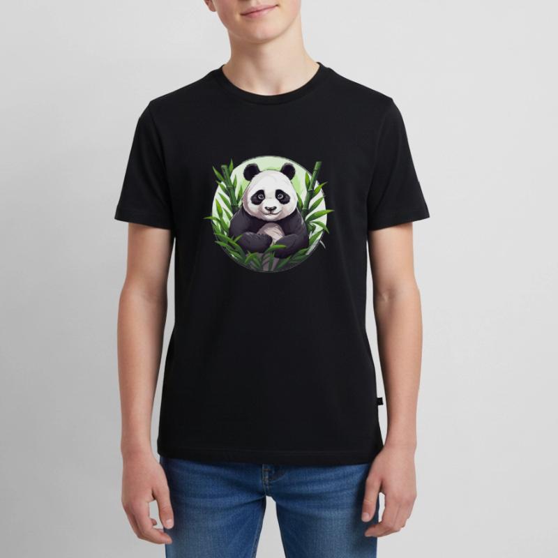 Panda gigante con bambù Maglietta ecologica premium da ragazzi