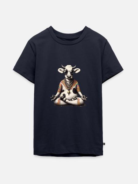 Schweizer Milchkuh Hippie Meditation - Teenager Premium Bio T-Shirt - Navy
