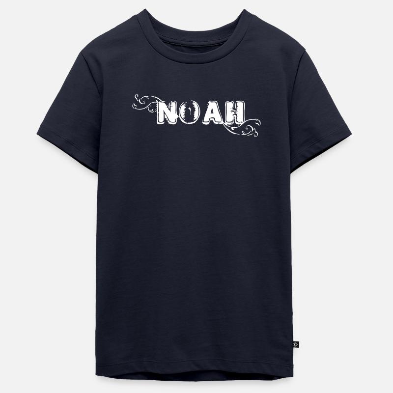 Lettrage NOAH décoré de graphiques vectoriels - T-shirt Premium bio Ado - bleu marine