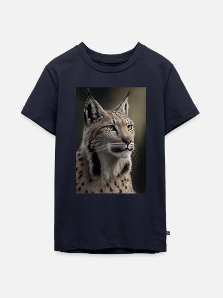 Luchs Wildkatze - Teenager Premium Bio T-Shirt - Navy
