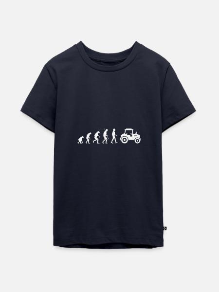 Evolutionstheorie - Traktor - Teenager Premium Bio T-Shirt - Navy