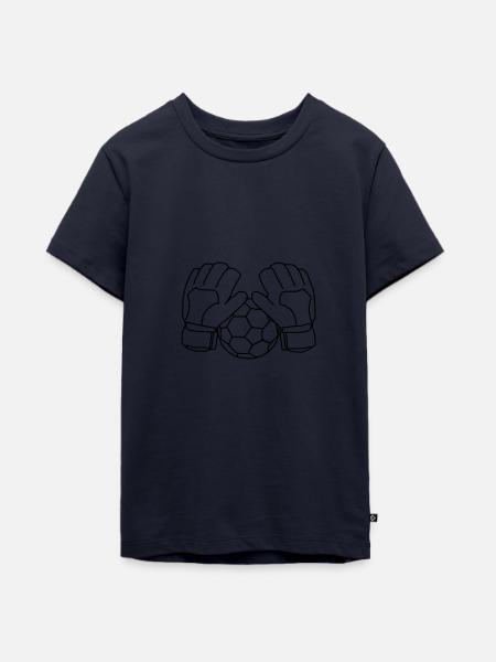 Fußball mit Torwart Handschuhen - Teenager Premium Bio T-Shirt - Navy