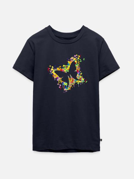 Schmetterling Splash - Teenager Premium Bio T-Shirt - Navy