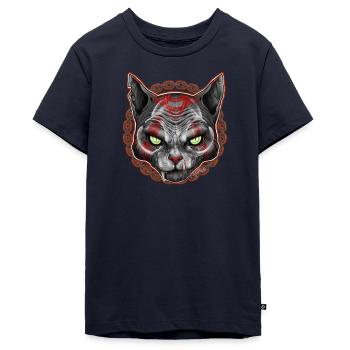 CHARIVARI Alley Cat V1 - Skull - Teenager Premium Organic T-Shirt - navy - Front - AI Model Teenager Male light (155cm)