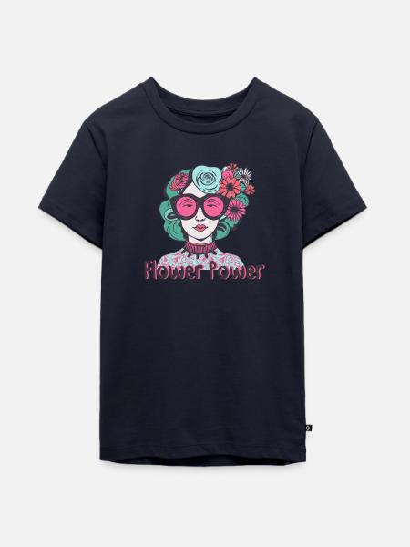 Flower Power Lady - Teenager Premium Bio T-Shirt - Navy