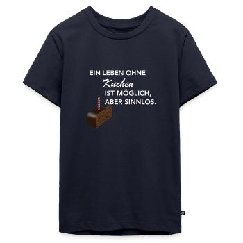 Ein leben ohne Kuchen ist möglich aber Sinnlos - Teenager Premium Bio T-Shirt - Navy - Vorne - AI Model Teenager Male light (155cm)