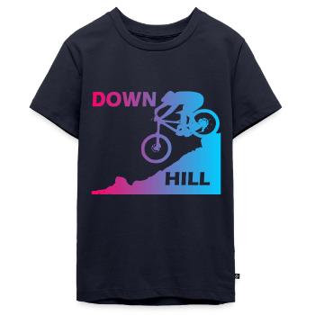 Downhill - Ekologisk premium-T-shirt tonåring - marinblå - Fram - AI Model Teenager Male light (155cm)