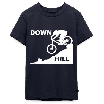 Downhill - Ekologisk premium-T-shirt tonåring - marinblå - Fram - AI Model Teenager Male light (155cm)