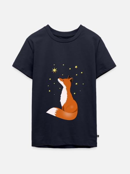 Fuchs in der Nacht - Teenager Premium Bio T-Shirt - Navy