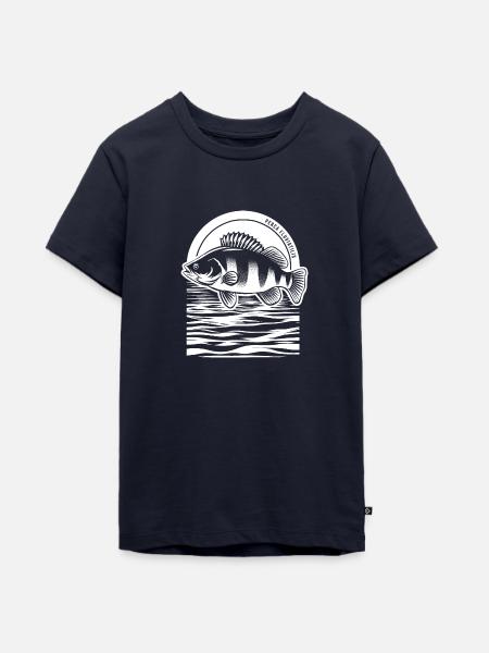 Barsch Angeln Fischen Fisch Flussbarsch - Teenager Premium Bio T-Shirt - Navy