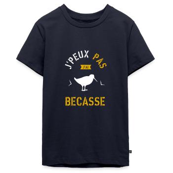 J Peux Pas J Ai Bécasse - T-shirt Premium bio Ado - bleu marine - Devant - AI Model Teenager Male light (155cm)