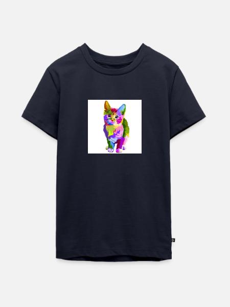 Die Bunte Katze - Teenager Premium Bio T-Shirt - Navy