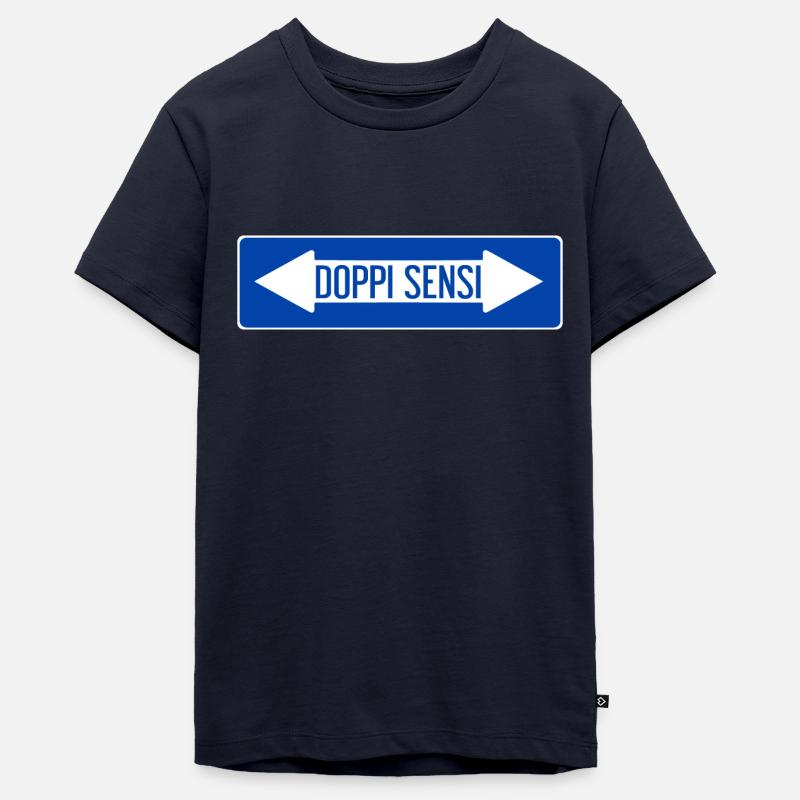 Signe de route à double sens - T-shirt Premium bio Ado - bleu marine