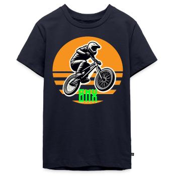 BMX Rad - Teenager Premium Bio T-Shirt - Navy - Vorne - AI Model Teenager Male light (155cm)