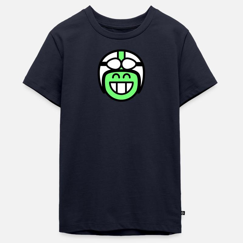 Émoticône Sourire avec casque de mobylette (les couleurs peuvent être changées) - T-shirt Premium bio Ado - bleu marine