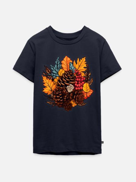 Bunte Herbst Mischung - Teenager Premium Bio T-Shirt - Navy