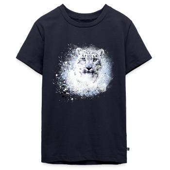 schneeleopard,katze,leopard,weiß,wildkatze - Teenager Premium Bio T-Shirt - Navy - Vorne - AI Model Teenager Male light (155cm)
