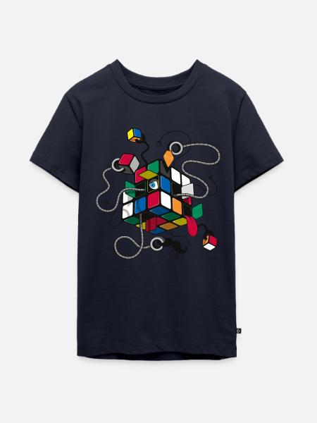 Rubik's Cube Illustration - Teenager Premium Bio T-Shirt - Navy