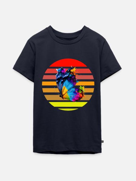 Schmetterling mit Farbklecksen - Teenager Premium Bio T-Shirt - Navy