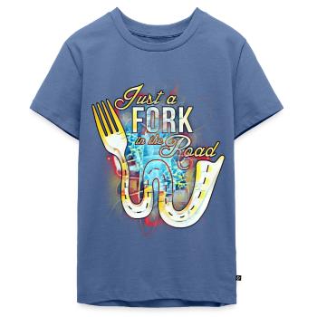 Sei die Gabel auf deinem Weg Art Design - Teenager Premium Bio T-Shirt - Taubenblau - Vorne - AI Model Teenager Male light (155cm)