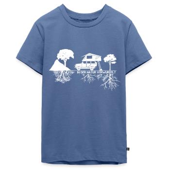 Dachzelt Camper | "In der Natur verwurzelt" 4x4 - Teenager Premium Bio T-Shirt - Taubenblau - Vorne - AI Model Teenager Male light (155cm)