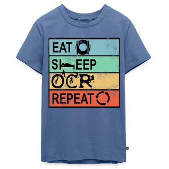 Hindernislauf Eat Sleep OCR Repeat Männer Laufen - Teenager Premium Bio T-Shirt - Taubenblau - Vorne - AI Model Teenager Male light (155cm)