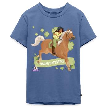 Schleich Horse Club Sarah & Mystery reiten aus - Teenager Premium Bio T-Shirt - Taubenblau - Vorne - AI Model Teenager Male light (155cm)