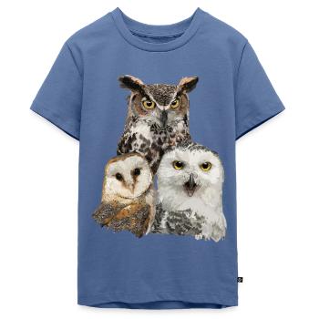 Eulen und Eule - Teenager Premium Bio T-Shirt - Taubenblau - Vorne - AI Model Teenager Male light (155cm)